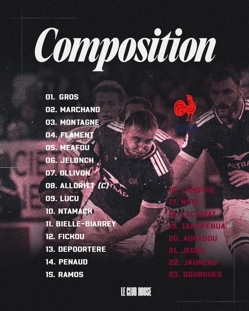 Promis on est pas en retard ! 

Voici la compo du XV de France pour ce dernier match d'Automne face aux WALLABIES !! 🦘🦘

Allez les bleus ! 🇫🇷🇫🇷🏉🏉