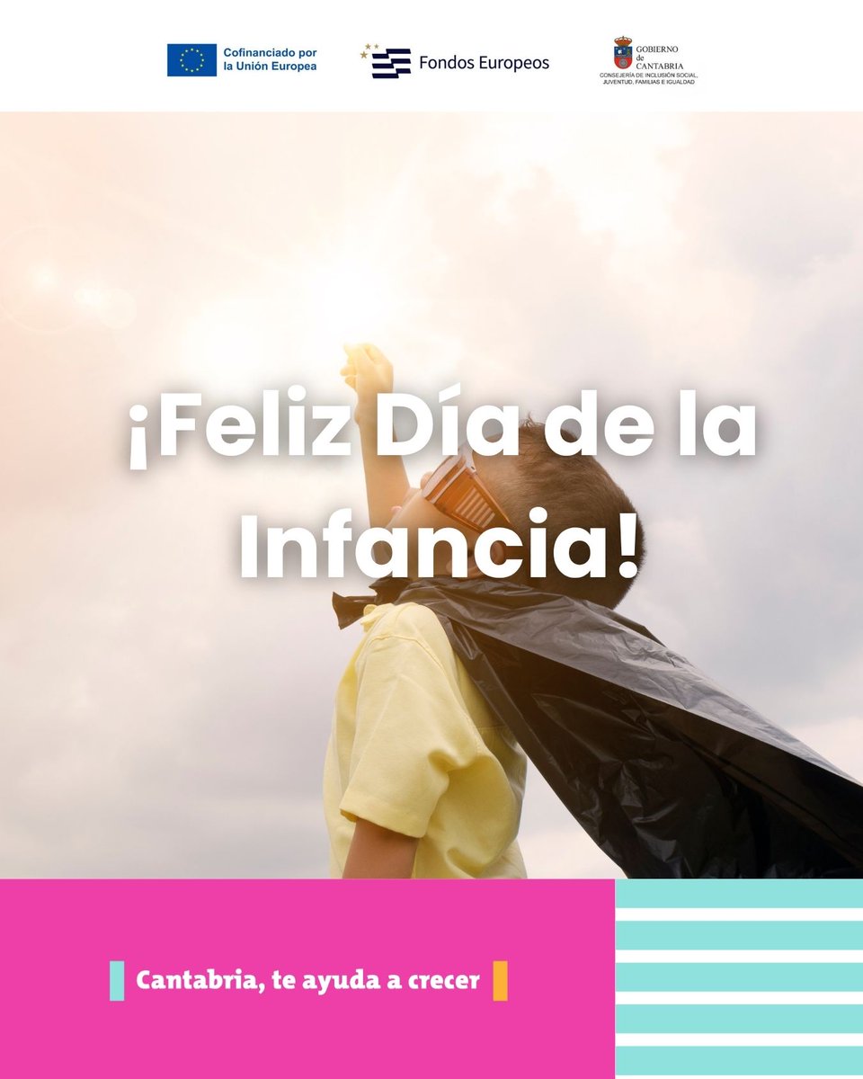 Hoy, 20 de noviembre, se celebra el Día Universal de los Derechos de la Infancia con el objetivo de promover sus derechos para que sean una realidad efectiva que garantice su bienestar y protección
#CantabriaTeAyudaACrecer #FondosEuropeos