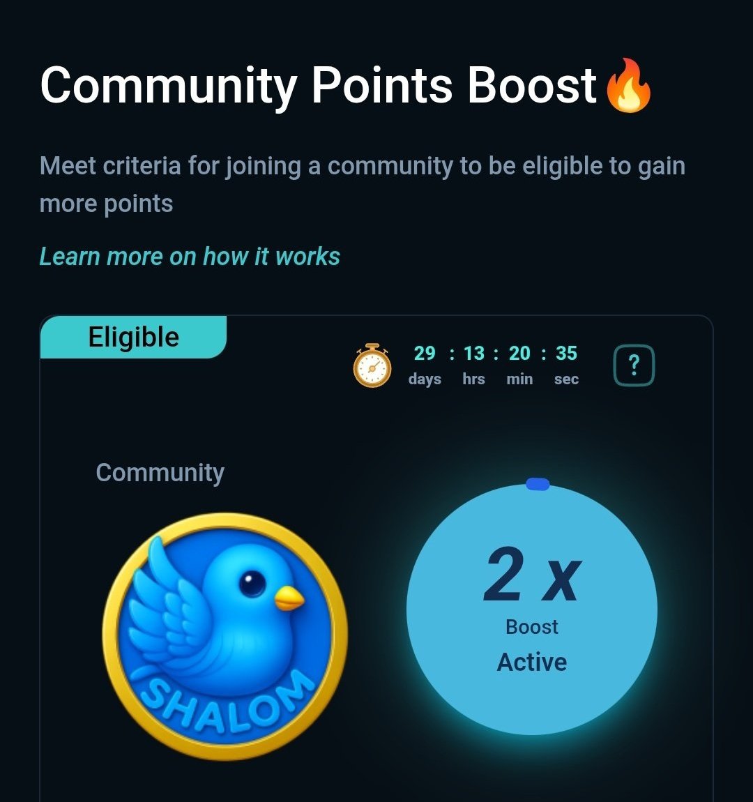 AssetChainComm's tweet image. Community Point Boost on @rwaassetchain with @Shalom_Token

Earn double points on the ASSET CHAIN Dex by simply holding 50,000 or more $SHALOM.

A smooth path to higher rewards 👌

  gAsset 💙
