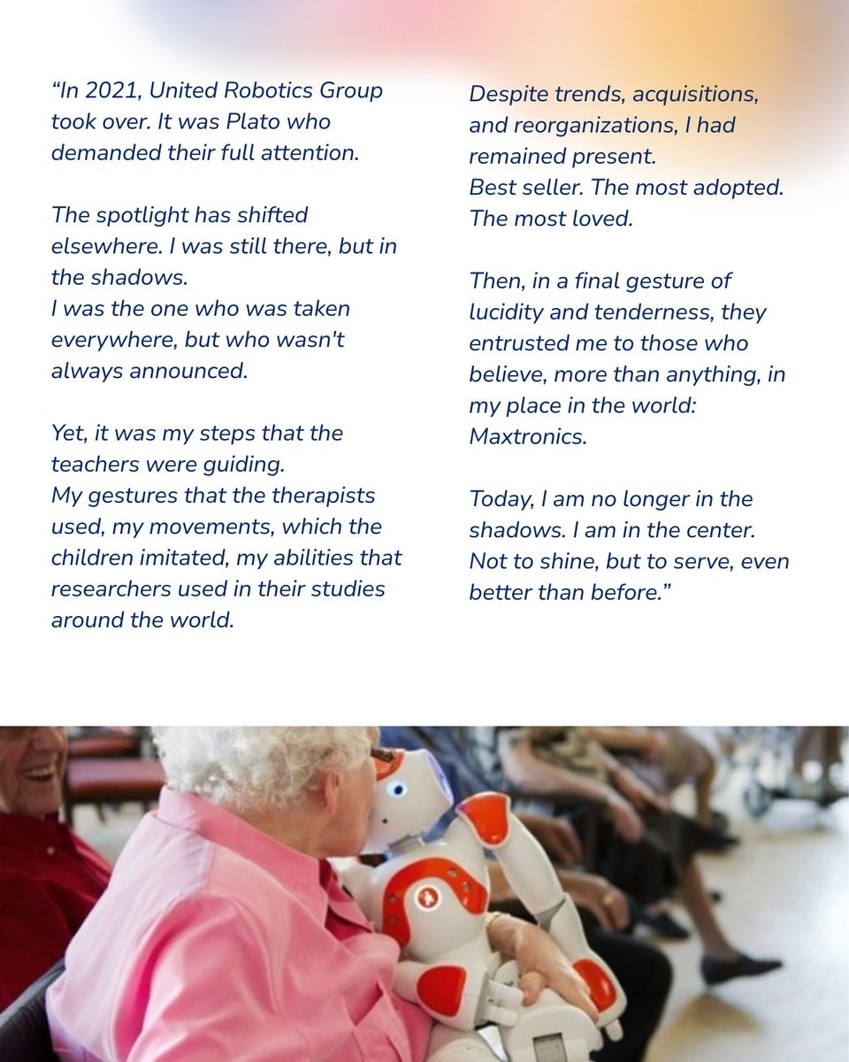 NaoRobot's tweet photo. Hello world, it’s me, NAO!
It’s been quite a journey…
But guess what? I'm back!
Want to hear my story?
Stay close, a new chapter is just beginning with Maxtronics (France) part of Maxvision Technologies (China)
NAO
💙 https://t.co/dvRB6xYEaE