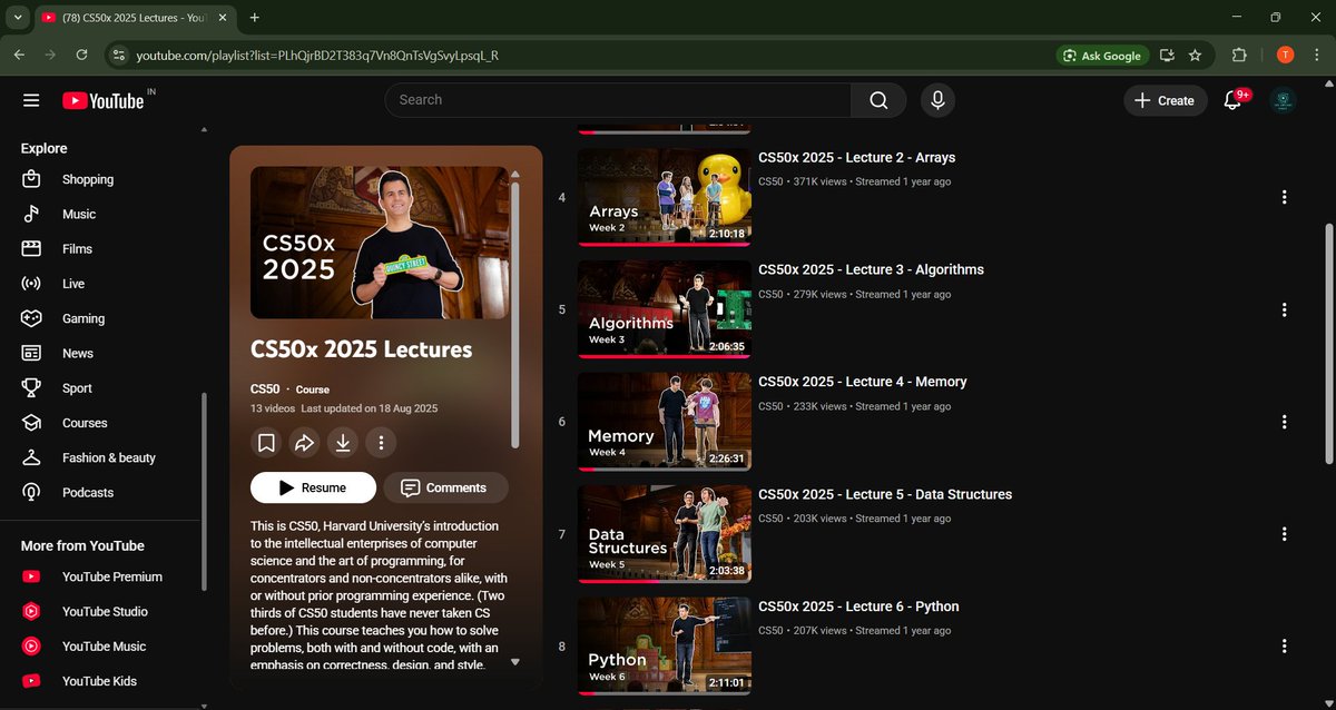 alamtaufeeq854's tweet image. 🎯 Week 6: Data Structures — @cs50  2025

Wrapped up Lecture 5 and it felt like unlocking a new way of thinking.
Stacks, queues, linked lists, trees, hash tables — each one showed how structure shapes performance.
Next up: Python!

#CS50 #100DaysOfCode #DataStructures #CodingLife
