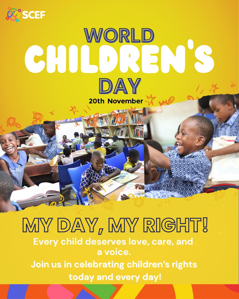 Happy World Children’s Day! 💙
At SCEF, we believe every child deserves safety, dignity, education, and the freedom to dream without limits.
Every child matters. Every child deserves a chance.

#scefghana #WorldChildrensDay2025 #unshackletheirfuture