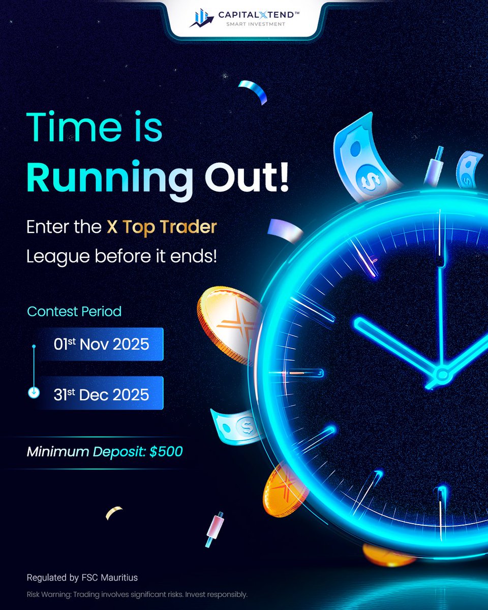 capitalxtend's tweet photo. Opportunities don’t wait, and neither should you!

The X Top Trader League is giving ambitious traders a chance to prove their skills.

Step in now, embrace the challenge, and secure your moment of recognition in this prestigious competition. ⚡⏳
🔗: https://t.co/Gp20gyIgJ8 https://t.co/36mce6UJvL