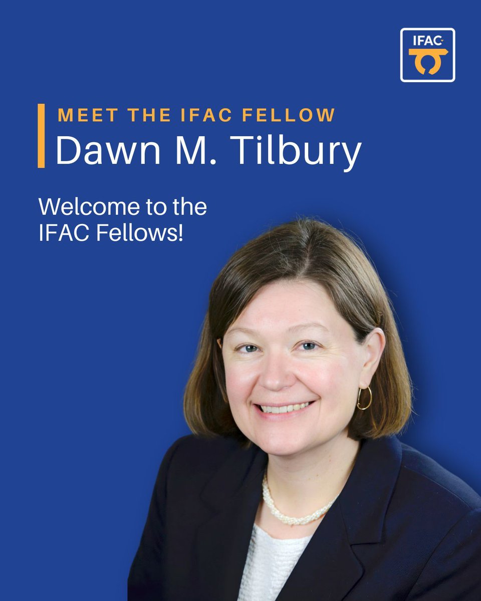 IFAC_Control's tweet image. 🎆Meet IFAC Fellow: Dawn M. Tilbury
Her research focuses on control systems for robotics and manufacturing.
Welcome to the IFAC Fellows! Read the whole impressive story here buff.ly/1mtFteR 
#AutomaticControl #ControlEngineering #IFACFellows #Robotics