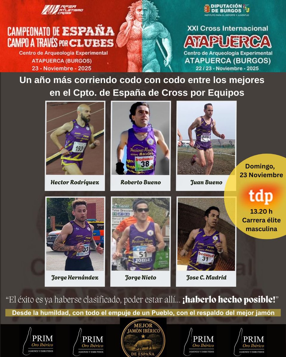 Este domingo, hay partido de “champions”. El equipo masculino estará representando a la morá entre los mejores de españa en el Cpto. de España de Cross por Equipos.🏃‍♂️

📆 Domingo 23 de Noviembre
🌁 Atapuerca (Burgos)
📺 Teledeporte