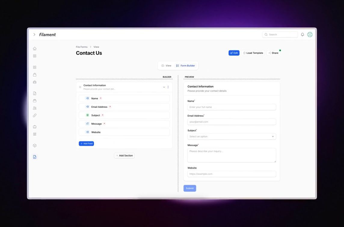 MadeWithLaravel's tweet image. Quickly build forms with @FilaForms – a drag &amp;amp; drop Filament form builder plugin by @MinasyanManuk 🧑‍💻⚡️ It features a submission dashboard, real-time analytics, email notifications &amp;amp; more! - madewithlaravel.com/filaforms