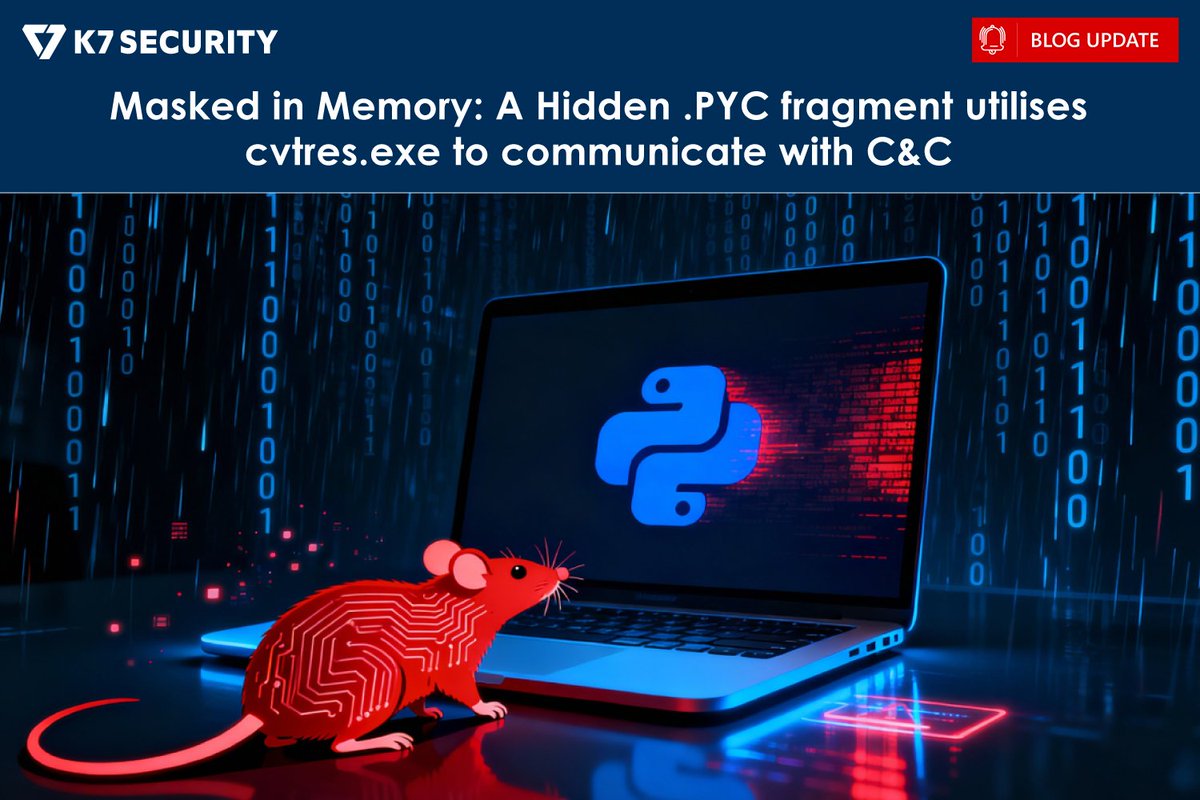 k7computing's tweet image. Attackers are getting smarter, using signed Microsoft binaries to hide their tracks. Our latest analysis reveals how a hidden Python fragment injects into cvtres.exe to evade detection. Get the full technical breakdown here
labs.k7computing.com/index.php/mask…
#CyberSecurity #MalwareAnalysis