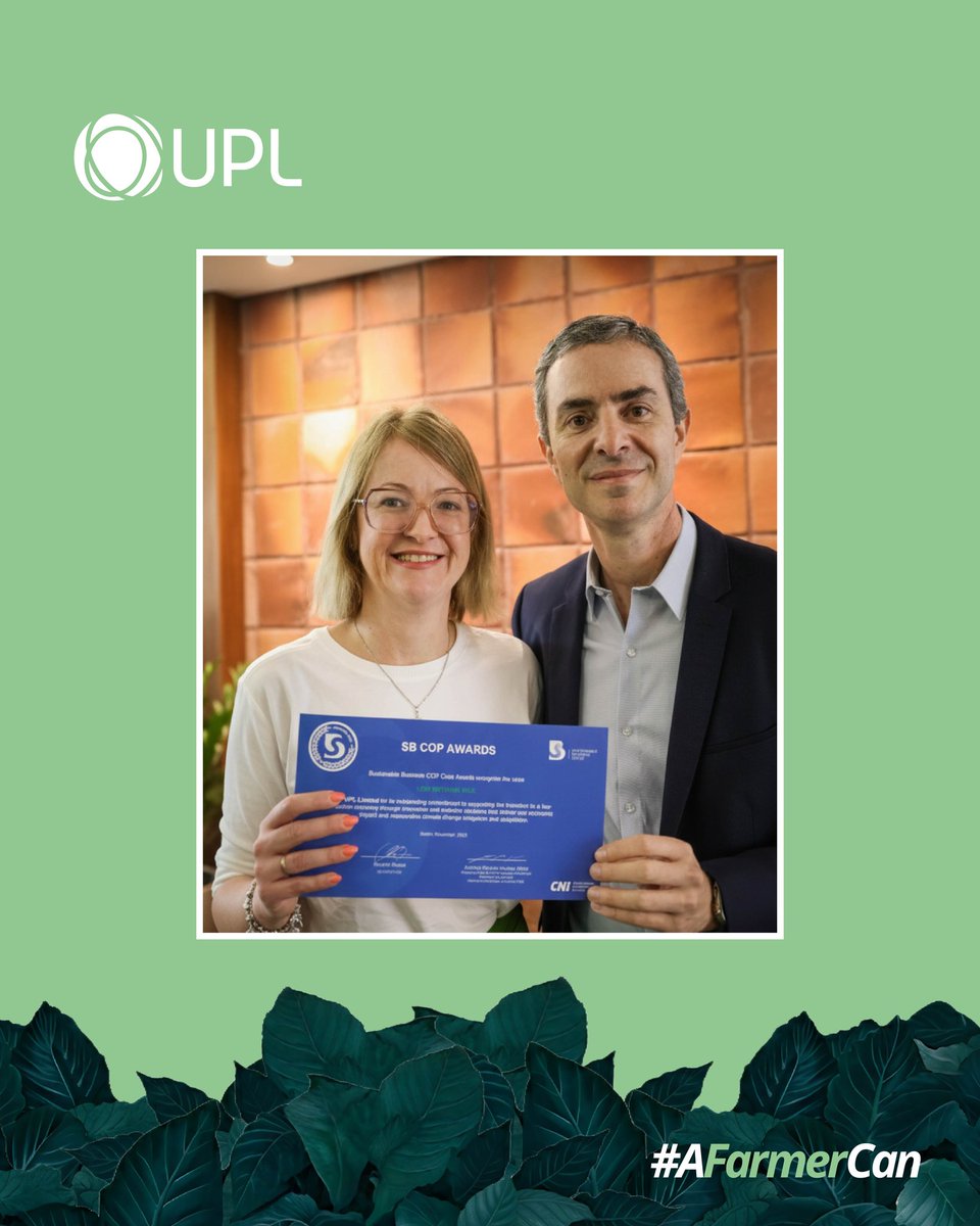 UPL has been honoured with the Sustainable Business COP (SBCOP) Award in the Food Systems category at <a href="/cop30brasil/">cop</a> for its Low-Methane Rice Project—a climate-smart initiative reducing methane emissions in rice cultivation through sustainable practices.
bit.ly/43HISWB