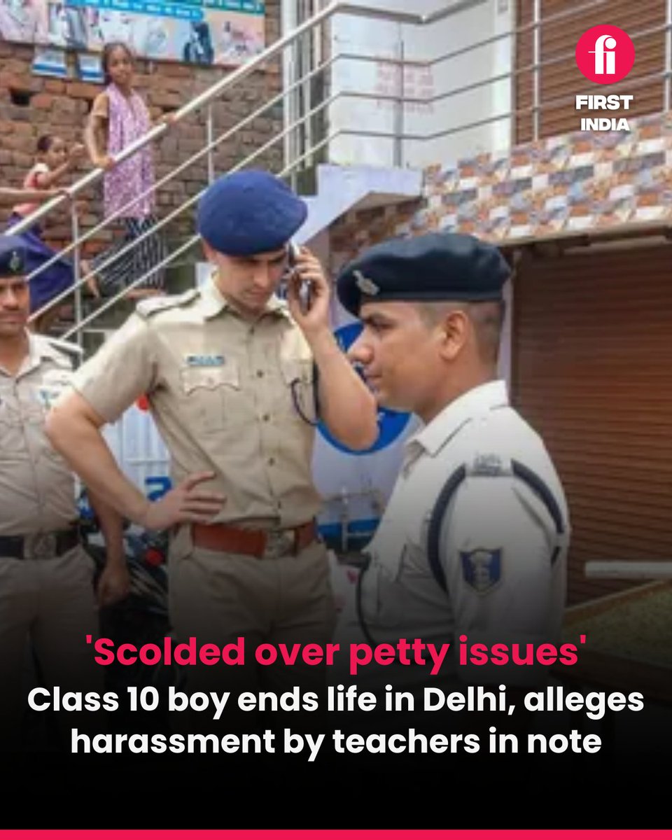 thefirstindia's tweet image. A 16-year-old Class 10 student of a prominent school in central Delhi died by suicide at a metro station in west Delhi on Tuesday afternoon. In a note recovered by police, he blamed his teachers and the school principal for his death. 

#Delhi #StudentSuicide #Class10