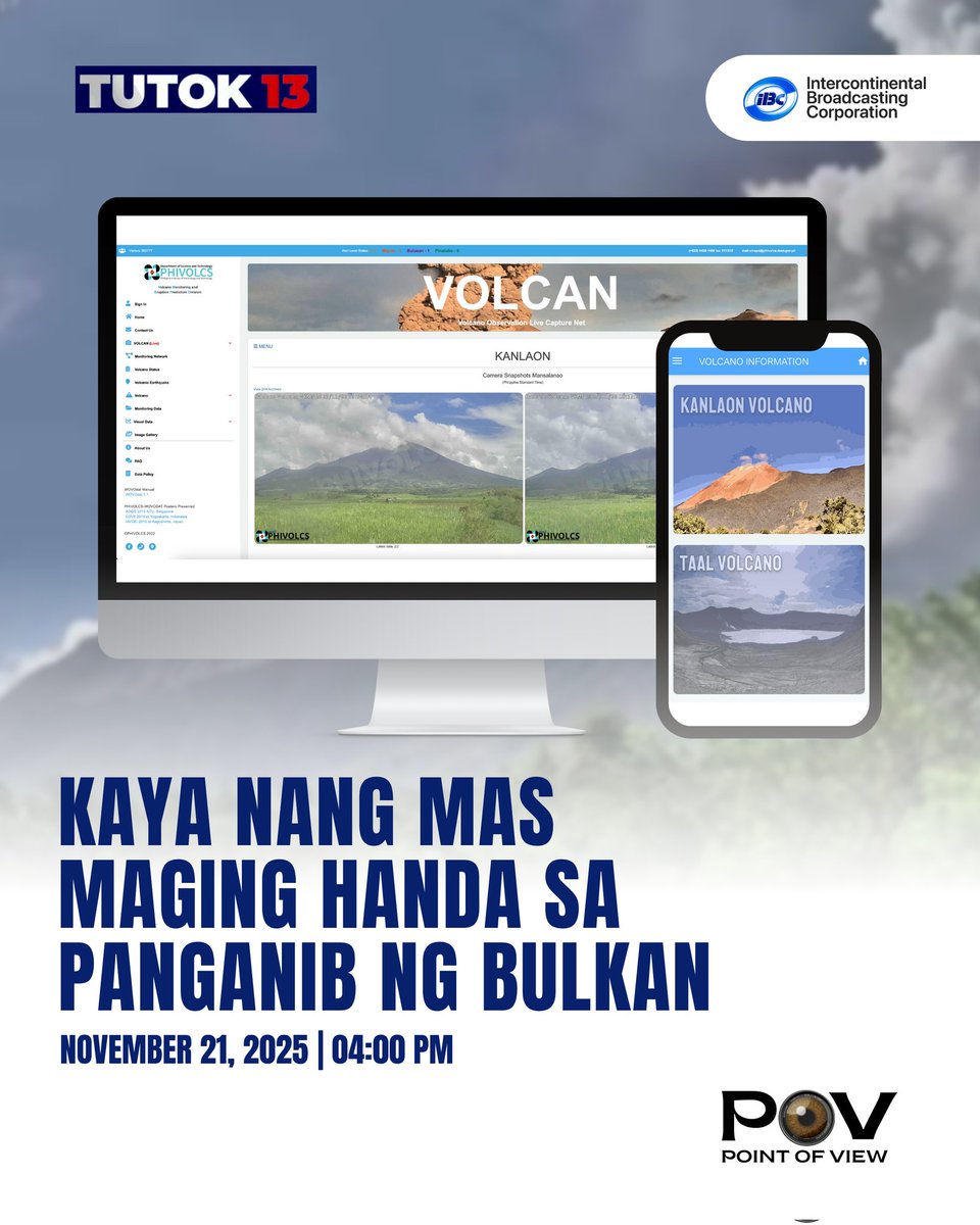 ibcdigital13's tweet image. ANYWHERE, ANYTIME

#PointOfView | Mabilis at madali nang mamo-monitor ang mga aktibong bulkan sa Pilipinas sa tulong ng dalawang digital tools na ito!

Abangan sa Point of View ngayong Biyernes, Nobyembre 21, 4:00 p.m. sa Tutok 13!