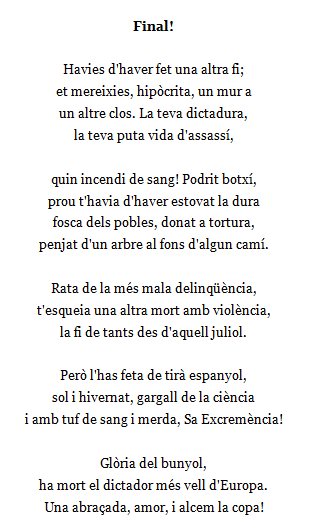 A tots els franquistes, una mica de Joan Brossa