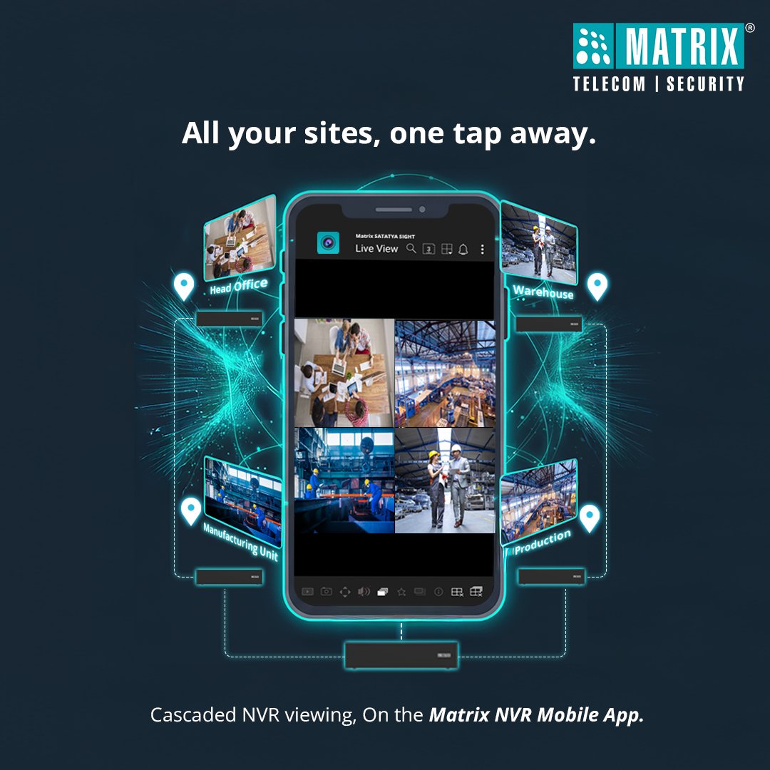 Matrix_Comsec's tweet image. Take control of multi-site surveillance with unmatched efficiency, with cascaded NVR viewing on the Matrix NVR Mobile App, 

Know More: matrixcomsec.com/multi-site-rem…

#VideoSurveillance #SecurityTechnology #SecuritySolutions #SurveillanceSystems #SecurityManagement #MatrixComsec