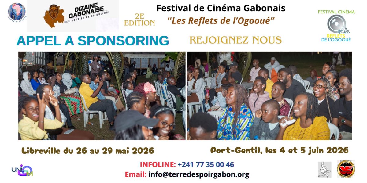 Le RV du #RayonnementCulturel🇬🇦 s'annonce dans sa 2e édition à Libreville du 19 au 30 mai, et à Port-Gentil du 3 au 6 juin 2026. 
L'Art dans sa pluralité d'expressions embrasera nos cités. Rejoignez nos sponsors amis de la culture et des arts!
Infoline: 77350046
#DizaineGabonaise