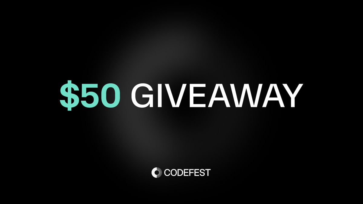 Codefestnetwork's tweet photo. Builders, this one's for you.

We're warming up the X community with a $50 giveaway for 5 lucky winners 🎉

To join:
✅ Follow @Codefestnetwork
✅ RT & like this post
✅ Reply this tweet with "Why you want to learn/ build with CodeFest" & tag 3 friends

Winner announcement : 1 Dec 2025