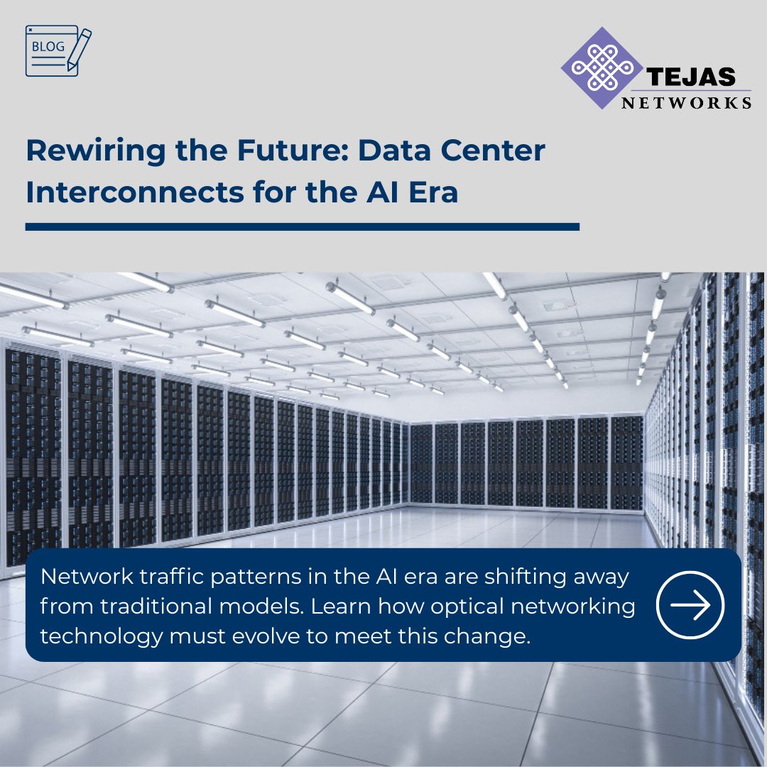 AI is reshaping connectivity, driving massive east-west traffic inside data centers. This shift demands faster, smarter, terabit-ready optical networks. At Tejas Networks, we’re reimagining DCI for the AI era. 
tejasnetworks.com/resource/rewir… #AI #DataCenters #OpticalNetworking