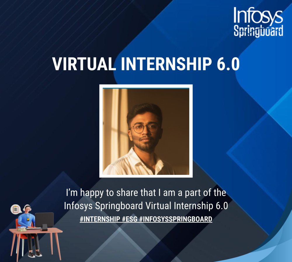 DeriaRanit's tweet image. I’m officially part of the Infosys Springboard Virtual Internship 6.0! 🎉

Excited for the learning journey and to connect with mentors and fellow interns.

Huge thanks to Infosys Springboard — time to begin! 🚀
#InfosysSpringboard #VirtualInternship #CareerDevelopment #ESG #AI
