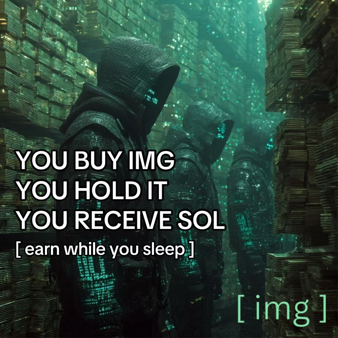 $IMG를 매수·보유하면 잠자는 동안 SOL 보상을 받는 모습을 보여주는 그래픽