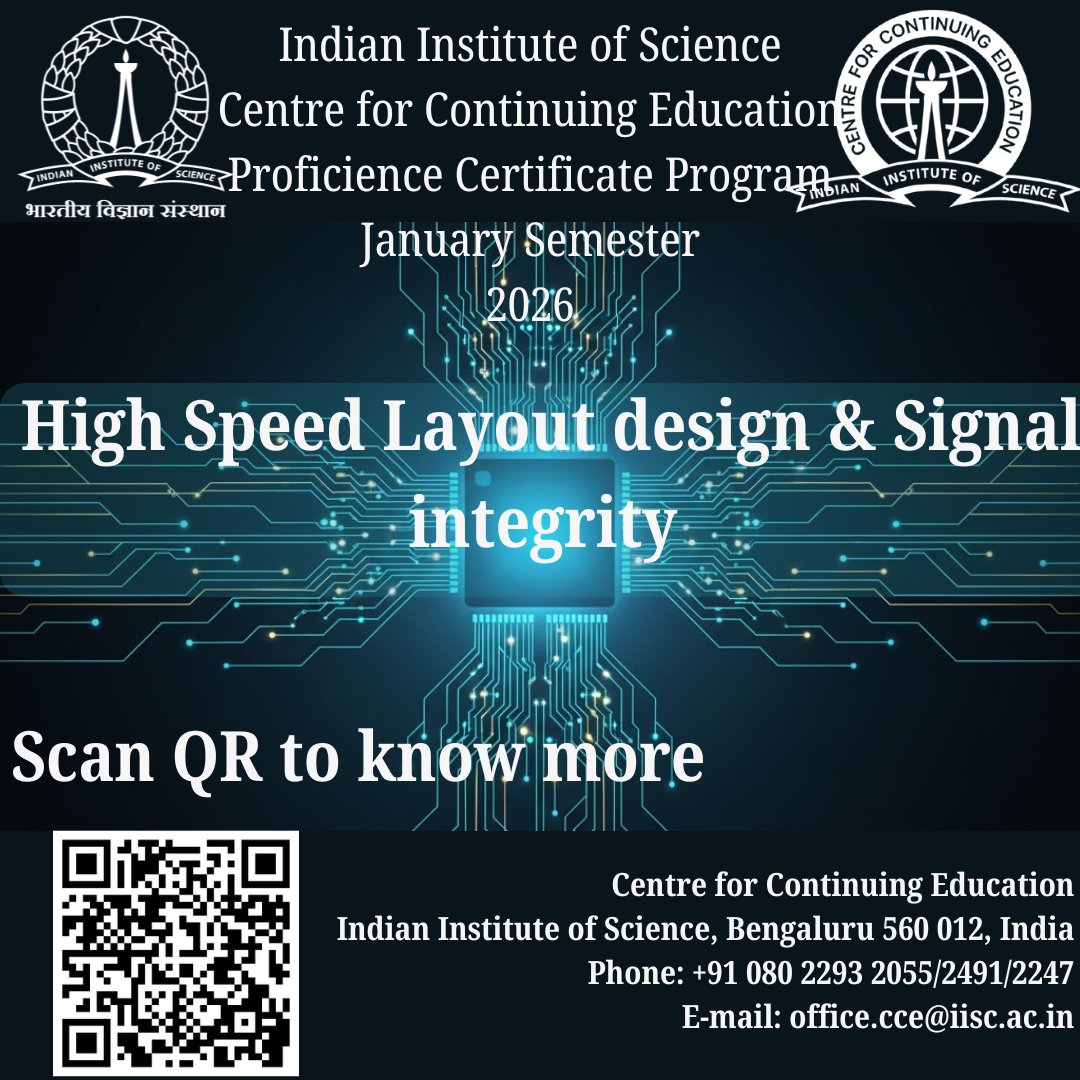 cce_iisc's tweet image. In the rapidly evolving Indian tech ecosystem, where the Semiconductor, Automotive (EV/ADAS), Data Center, &amp;amp; Telecom/5G sectors are scaling up, the integrity of high-speed signals is non-negotiable.
#SignalIntegrity #SemiconductorIndia #IISc #PCBDesign #Crosstalk #5G #DDR #VLSI