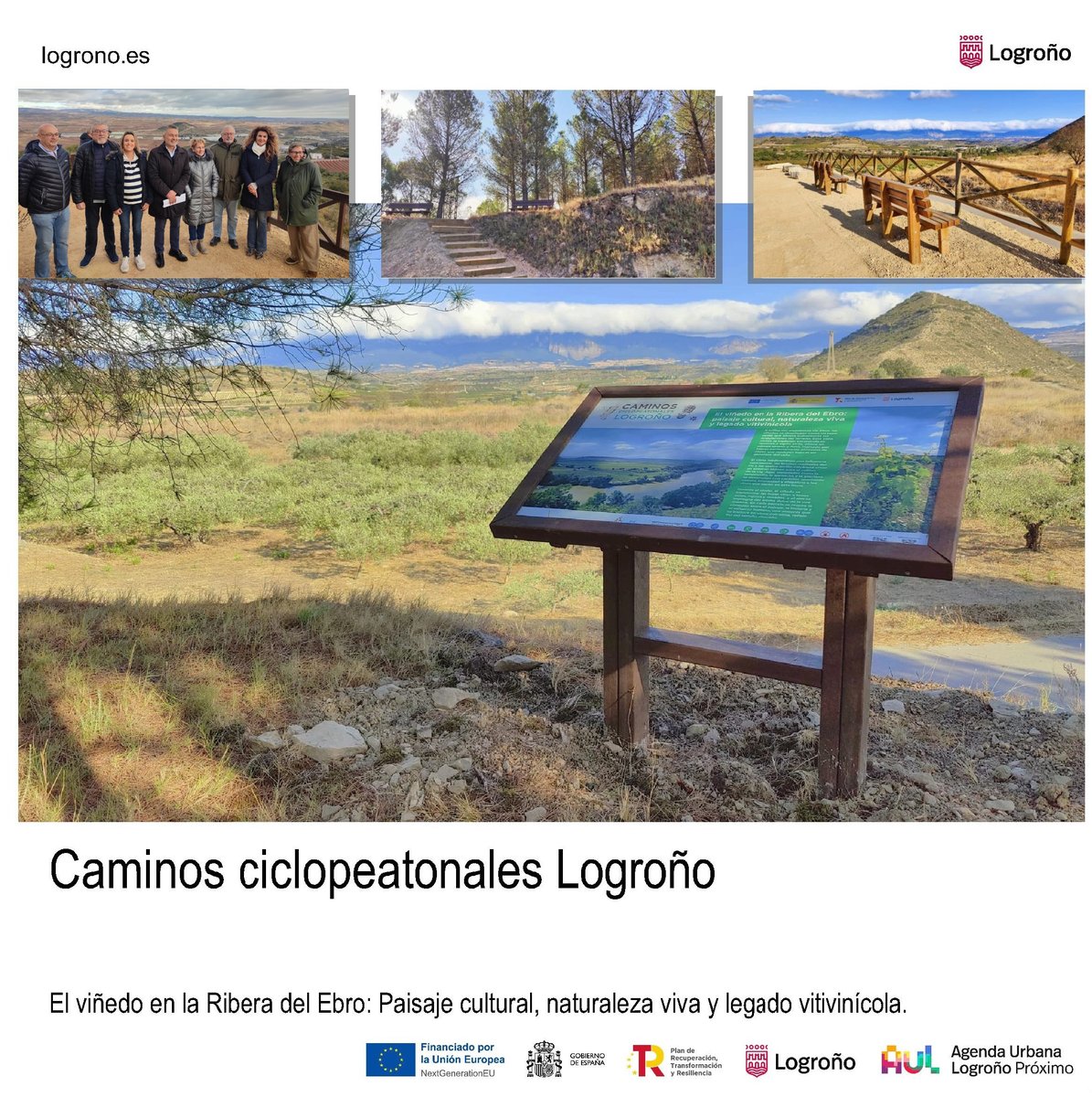 logronoproximo's tweet image. Logroño estrena más de 33 km de caminos ciclopeatonales entre los barrios de El Cortijo, Valdegastea y El Cubo. 
Una inversión de 405.946,46euros, en colaboración con el Ministerio de Industria y Turismo y con Fondos Europeos Next Generation. 
#ods #caminos #viaverde #itinerarios