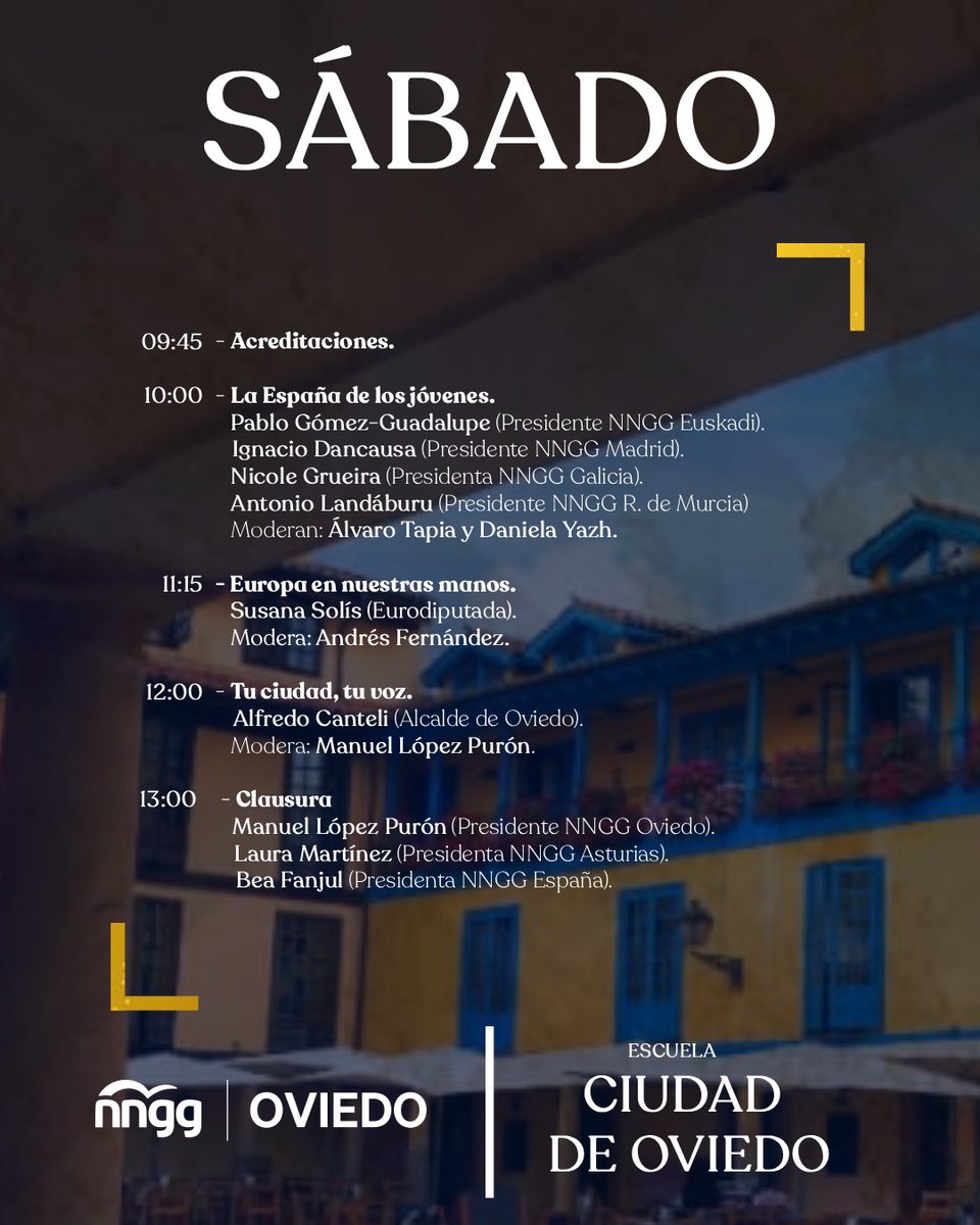 📋 PROGRAMA #EscuelaCiudadDeOviedo

📍 Hotel EXE Oviedo Centro.
📅 21 y 22 de noviembre.

🕑 Desde las 17:30.