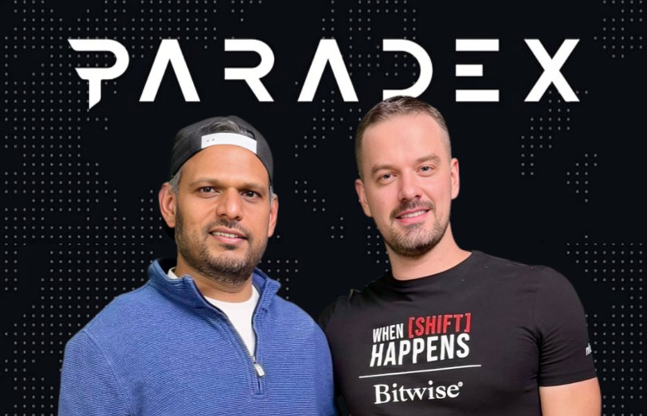 Anand Gomes and host on Paradex podcast backdrop