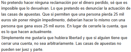 AEJAD_ESP's tweet photo. Un socio de AEJAD nos pregunta:
Si ya está vigente el RD176/23 de "juego seguro", ¿cómo puede ser que un conocido pierda más de 25k€ en b365 en unos meses sin ser suspendido?
Además da una idea muy buena: Las bookies deberían permitir ganar lo mismo que permiten perder 🤔 https://t.co/RQ7M9yoxUD