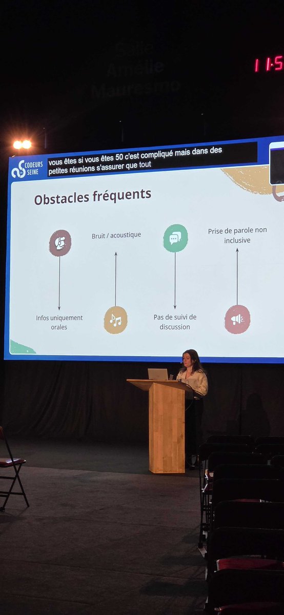 codeursenseine's tweet image. 🧠 Le handicap n’est pas toujours visible. Le temps d&apos;un quicky, Anaïs Moulin montre comment rendre vos réunions vraiment accessibles. #Codeurs2025