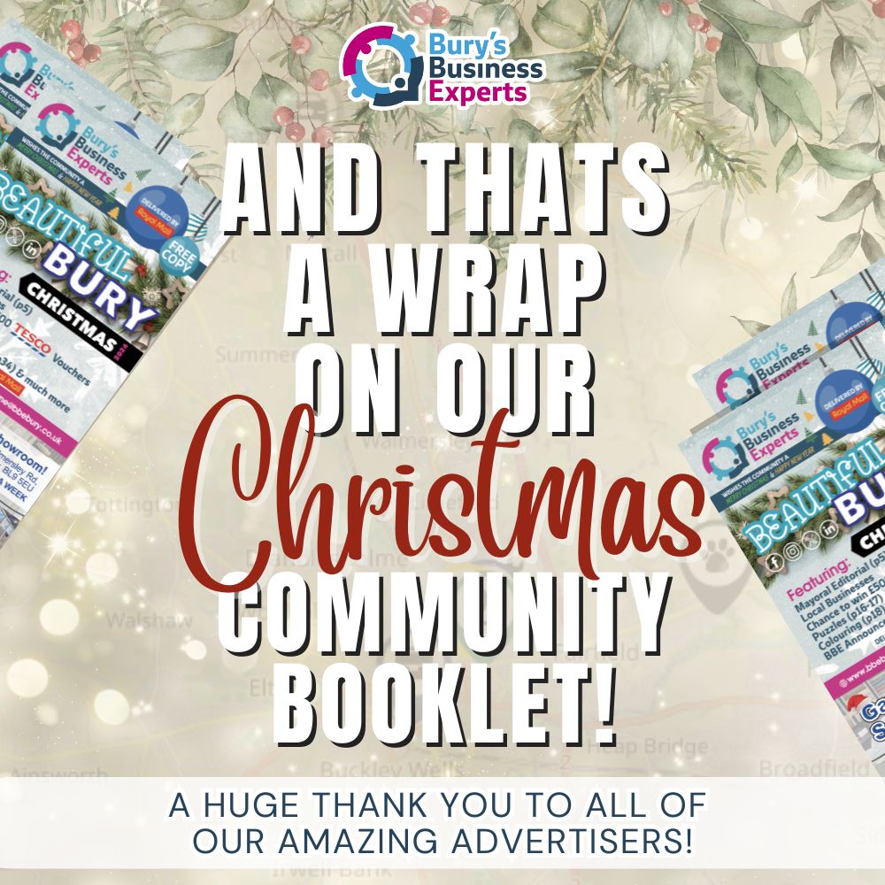 ✨ That’s a wrap! Our BBE Christmas Community Booklet is officially off to print! 🎄📖

A massive thank you to all our wonderful advertisers for being part of this festive edition – we couldn’t do it without you. 🙌

Email: bookme@bbebury.co.uk | Tel: 0161 660 9709