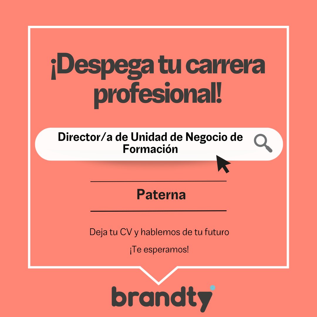 #BrandtyTime! 🚀

¡Tu próxima oportunidad como Director/a de Unidad de Negocio de Formación está aquí! 🌟 Si tienes experiencia, ¡esta es tu gran oportunidad!

😎 Aplica ahora: empleo.brandtyempleo.es/director-a-de-…
👉 Comparte.

#Brandty #Empleo #OportunidadLaboral #Talento