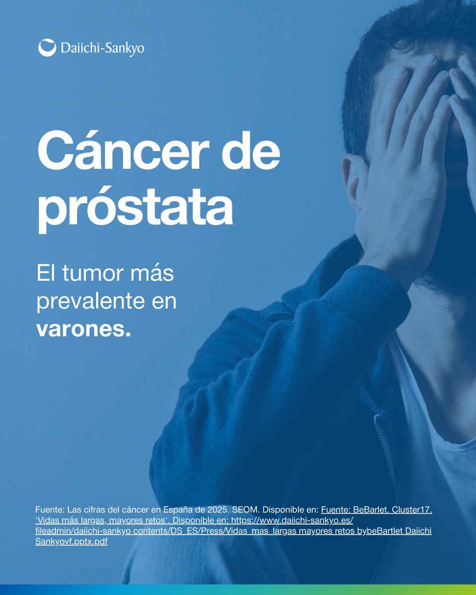 DaiichiSankyoES's tweet image. Según datos de @_SEOM la gran mayoría de los casos de #CáncerDePróstata se diagnostica en estadios iniciales: solo alrededor del 10% corresponde a enfermedad avanzada (metastásica) en el momento del diagnóstico.

A pesar de los avances en tratamientos, alrededor de un 30% de los…
