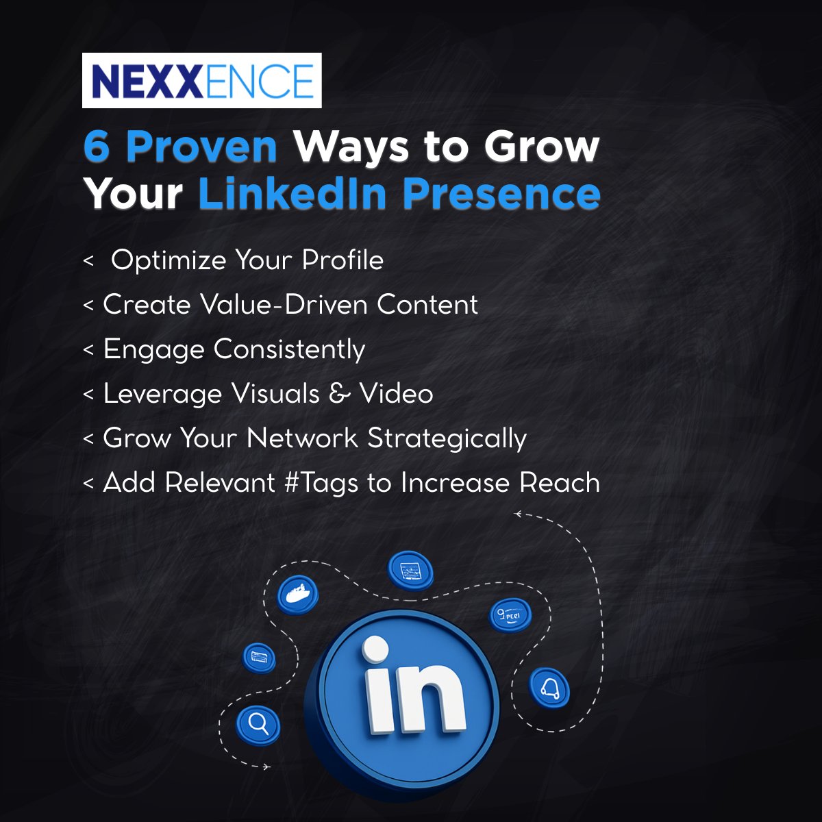 nexxence's tweet image. 6 proven LinkedIn strategies = more visibility, better engagement, bigger network. 

Try these today and watch your presence soar! 🌐

 #LinkedInTips #FutureOfWork   #DigitalTransformation #Leadership #AIRevolution 
#linkedingrowth