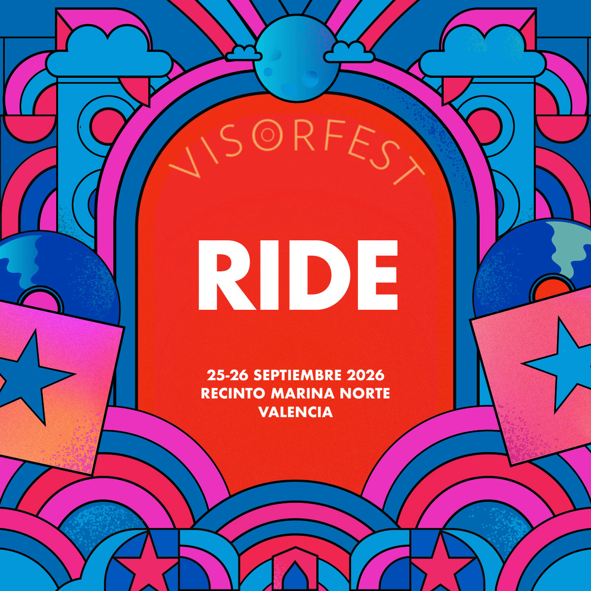 ⭐ RIDE inaugura un cartel hecho para brillar en la constelación Visor Fest.
Y esto… es solo el principio.

❤️ Volvemos a  La Marina Norte de Valencia.
📅 25 y 26 de septiembre de 2026
🎟️ Primeros abonos en visorfest.com