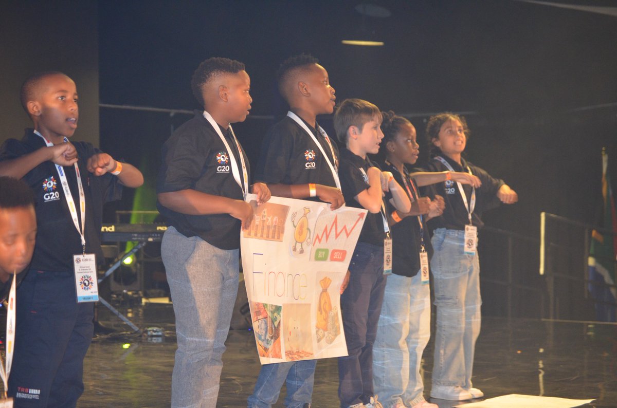 NMCF_SA's tweet photo. 📣 Child delegates at the #G20 Social Summit are handing over the #CH20 Declaration to President Cyril Ramaphosa, calling for inclusion, accountability, and real action. They’re demanding safe digital access, climate justice, child-centred budgets &amp; meaningful participation.✊🏽 https://t.co/yd8M38qfx6