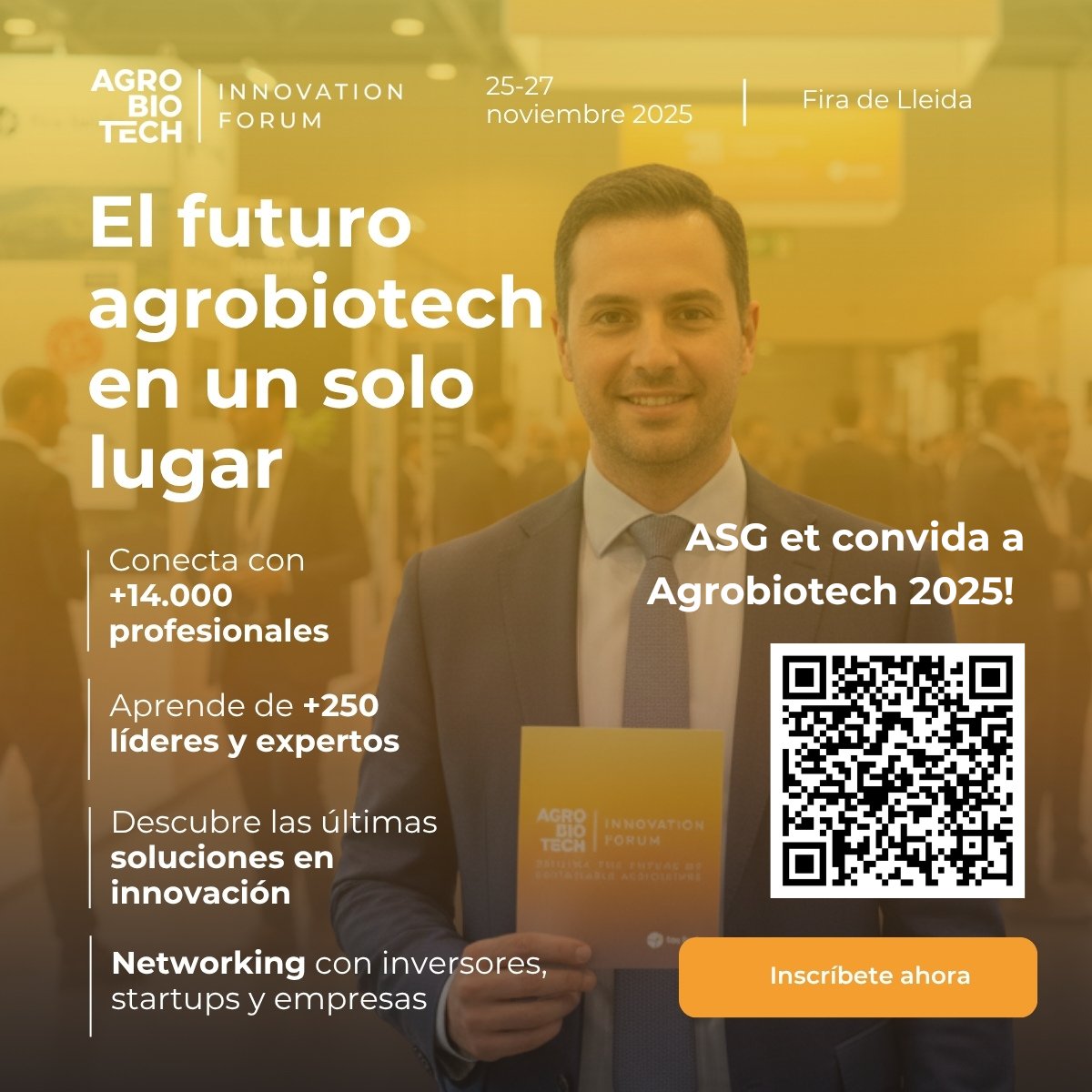 asg_sa's tweet image. 🚜 Del 25 al 27 de novembre, a ASG t&apos;esperem com expositors a l’Agrobiotech Forum 2025, la nova fira d’innovació agroalimentària del sud d’Europa.