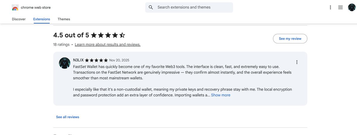 Nil3Crypto's tweet image. 🚀 Loving the speed and smooth experience of FastSet Wallet! Super clean UI, instant transactions, and full control with a non-custodial setup. Definitely one of the best wallets to try! 🔥 #FastSetWallet