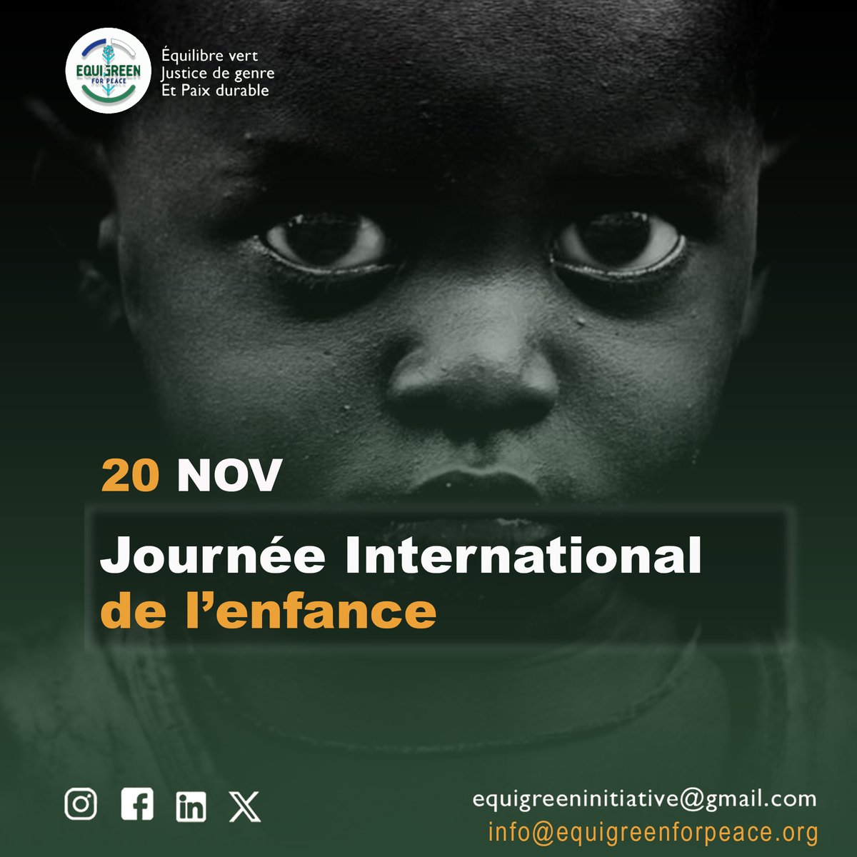 equigreen's tweet image. 👧L’enfance est la période la plus précieuse de la vie. 
Chaque enfant porte la promesse d’un monde plus juste, pacifique et durable. 🌱
Les droits de l’enfant sont des droits humains.📌

#WorldChildrensDay #All4Children #childrensrights #PourChaqueEnfant #EquigreenforPeace