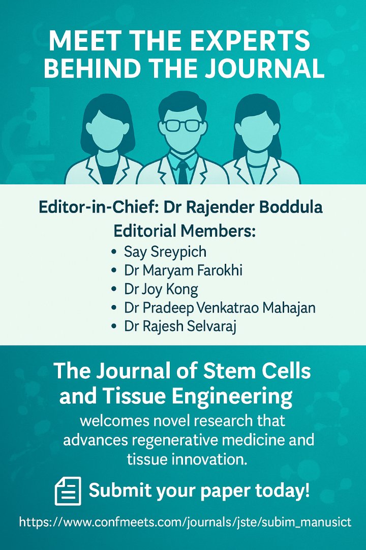 ConfmeetsJou's tweet image. The future of medicine is being built today. 
The Journal of #StemCells and #TissueEngineering is accepting novel research that pushes the boundaries of #regenerativemedicine.
confmeets.com/journals/jste
#CellTherapy #Biomaterials #Bioengineering #Biomedical #Biotech