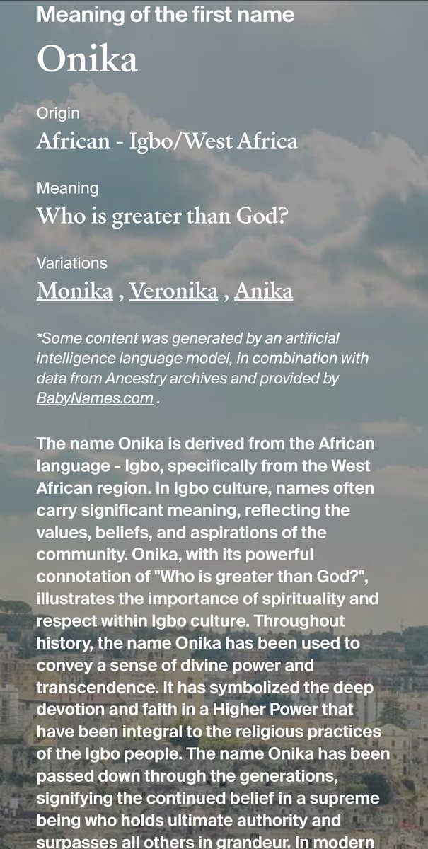 KarmenFandiego's tweet image. The name Onika means &quot;continued belief in a supreme being who holds ultimate authority and surpasses all others in greatness&quot;

Let my Nigerian Barbz and friends confirm how God destines someone for great things before they are even born!