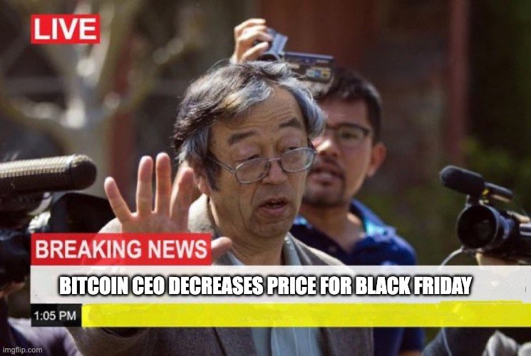 Le CEO de Bitcoin annonce une réduction de 30% à l'occasion des Black Friday.