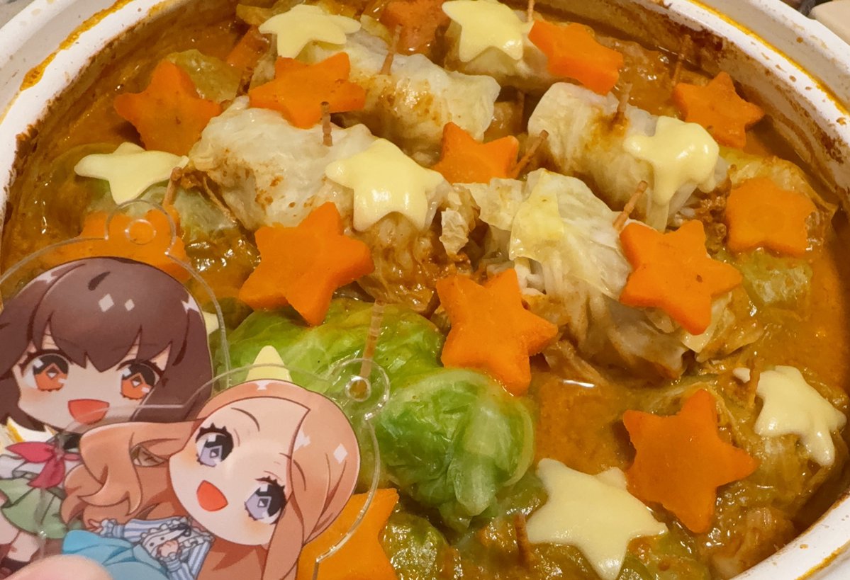 yuri_chiru's tweet image. カレー味のロールキャベツ！
ケンカしてないけど

#毎月20日はカレーの日 
#penguindrum