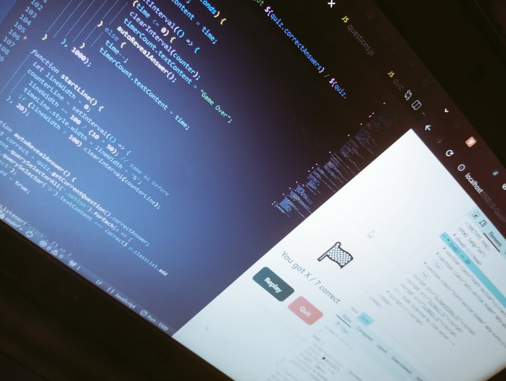StackQuantum1's tweet image. Developer life in 3…2…1:

~ Tried to start Form Validation (Project 4)
~ Got stuck checking the Quiz App
~ Local version broken, GitHub deploy works fine 🤯

Small wins, weird bugs. #BuildInPublic #JavascriptDevelopers #WebDevLife