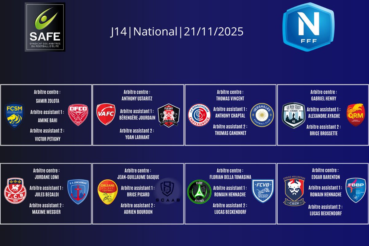 ⭕️Les désignations des compétitions masculines

➡️ 14ème journée de National

🖥️Retrouvez toute l’actualité des arbitres d’élite français sur notre site web en description du compte
#arbitrage #referee