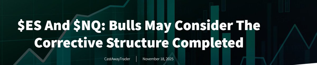 CastAwayTrader's tweet image. $ES completed a corrective structure on Tuesday. 
Link: castawaytrader.com/2025/11/18/es-…
#BetterElliottWave #tradingsignals