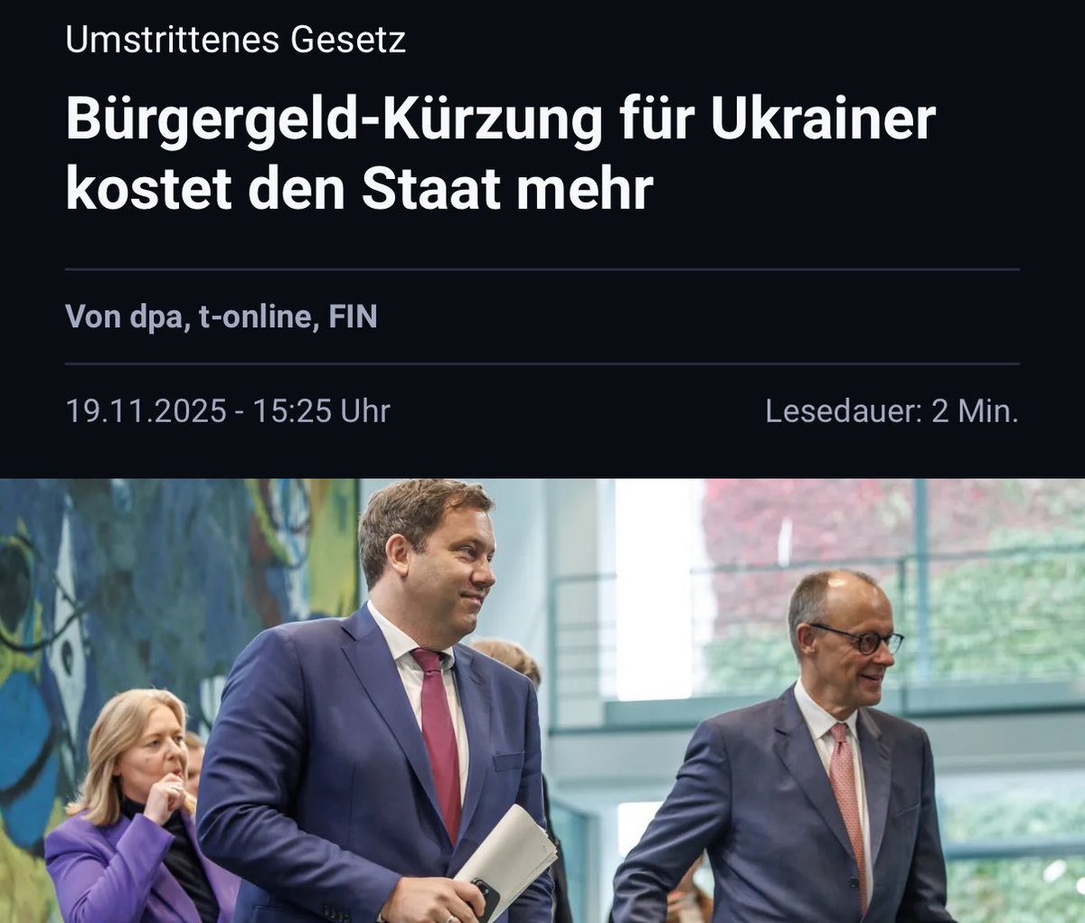 Es ist so bekloppt: Die Bundesregierung will 132.000.000,00€ mehr (!) ausgeben, um die Ukrainer*innen aus dem Bürgergeld zu werfen.

Millionen-Mehrkosten damit es weniger Arbeitsvermittlung, weniger Integrations- und Sprachkurse gibt &amp; Menschen schlechter gestellt werden. Irre.