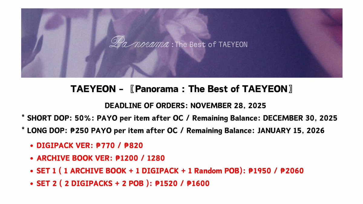 unchainedcart's tweet photo. wts lfb help rt [ #unchained_selling ]

TAEYEON — PANORAMA: The Best of TAEYEON PH GO (KTOWN4U)

— SFETA 
— dop negotiable for old buyers
— see pic for more details
— at least 4 albums to push through
— see relplies for additional notes!

dm to claim! https://t.co/O9f55K1HcY