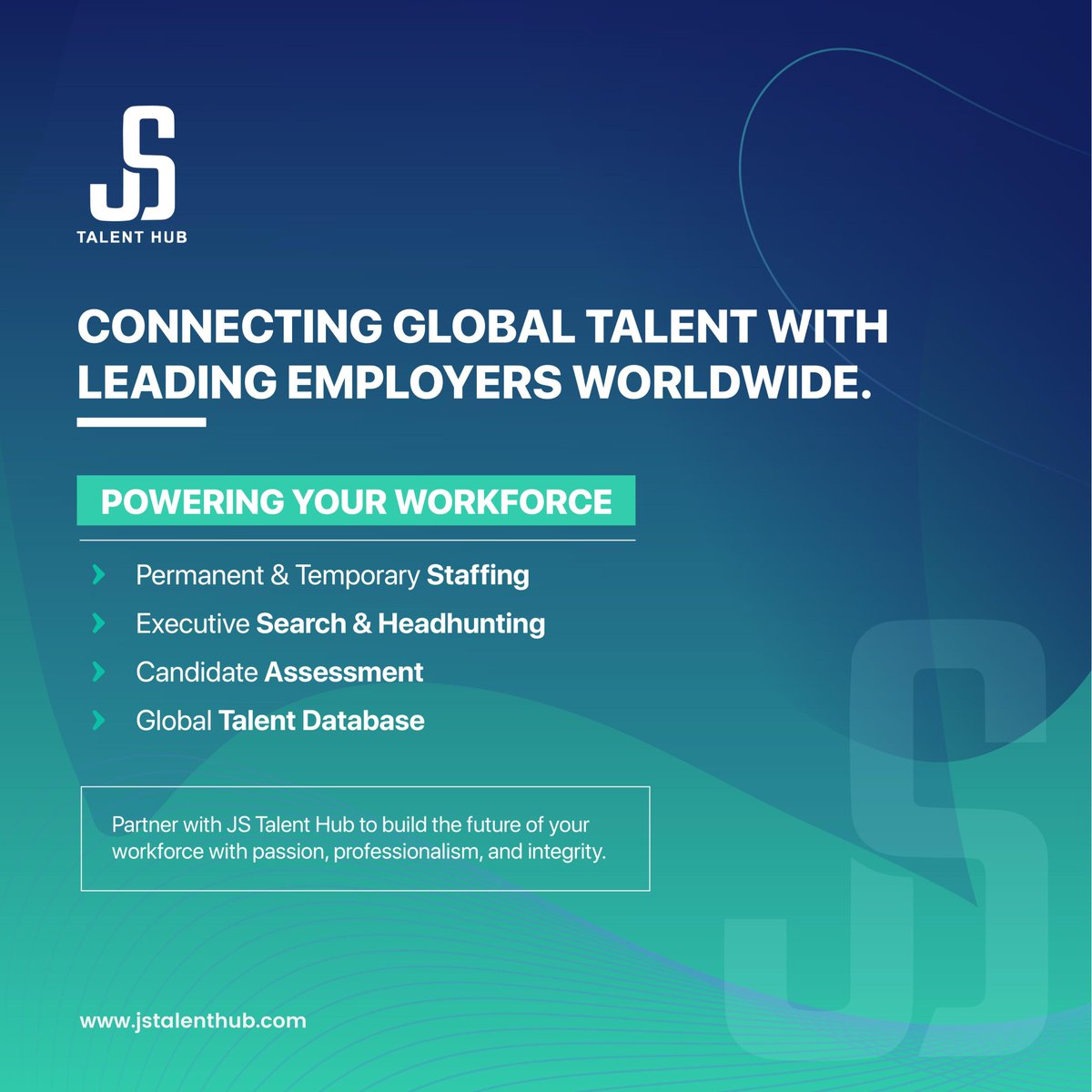 JS_TalentHub's tweet image. JS Talent Hub is a global recruitment consultancy matching top professionals with leading organizations across the UK, Europe, Asia, and the Middle East through permanent and temporary placements.  #UK #MiddleEast