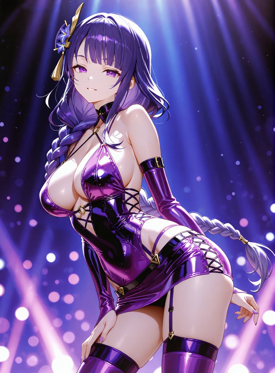 lapis_micha's tweet image. これ見た瞬間ビリッとした人～？ｗ⚡💜
#雷電将軍 sfw illustration