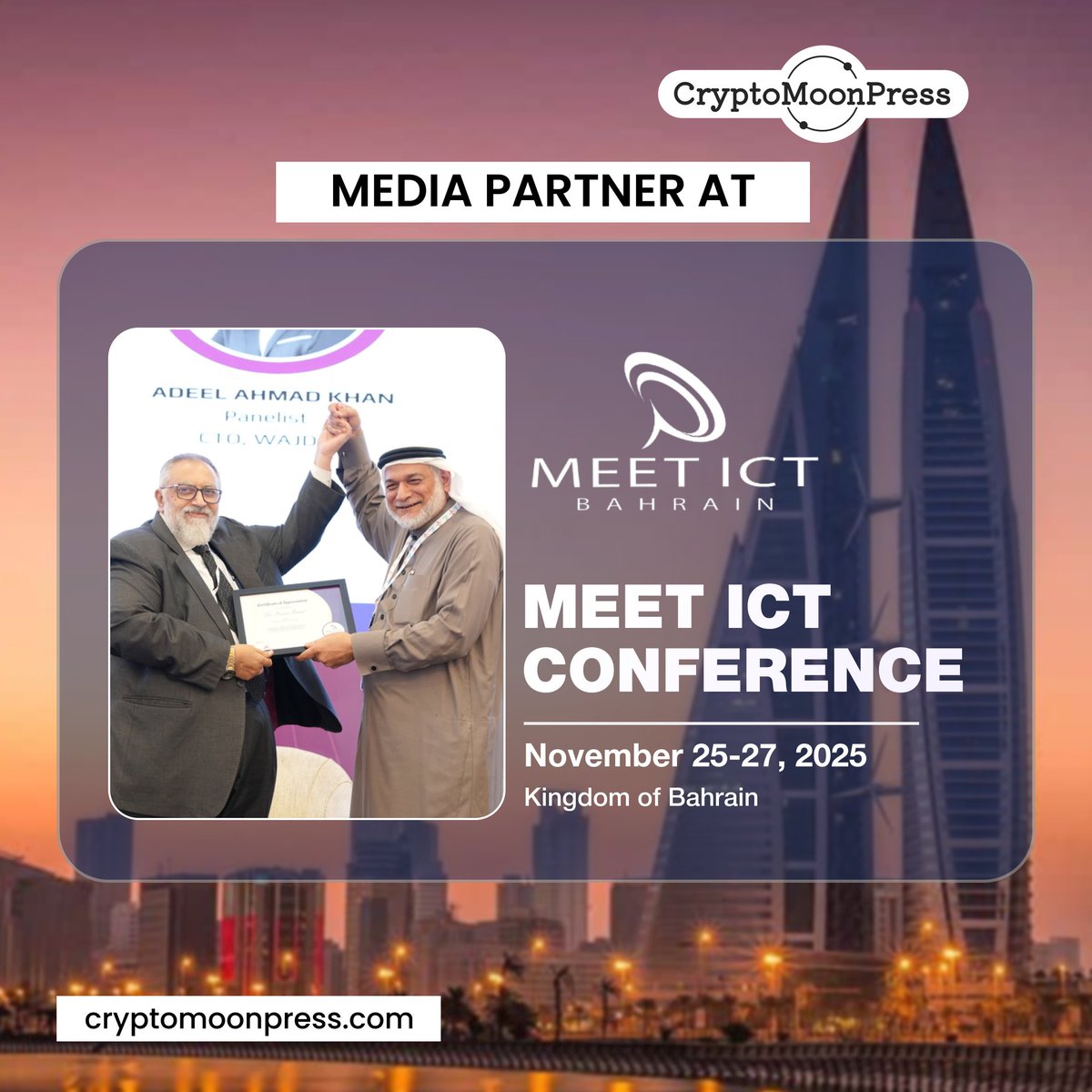CryptoMoonPres1's tweet image. 🗓️Nov 25-27, 2025, Gulf Convention Centre, Gulf Hotel, Bahrain

Register:meetict.com

#MEETICT #AIFORTHENEWECONOMY #TechConference