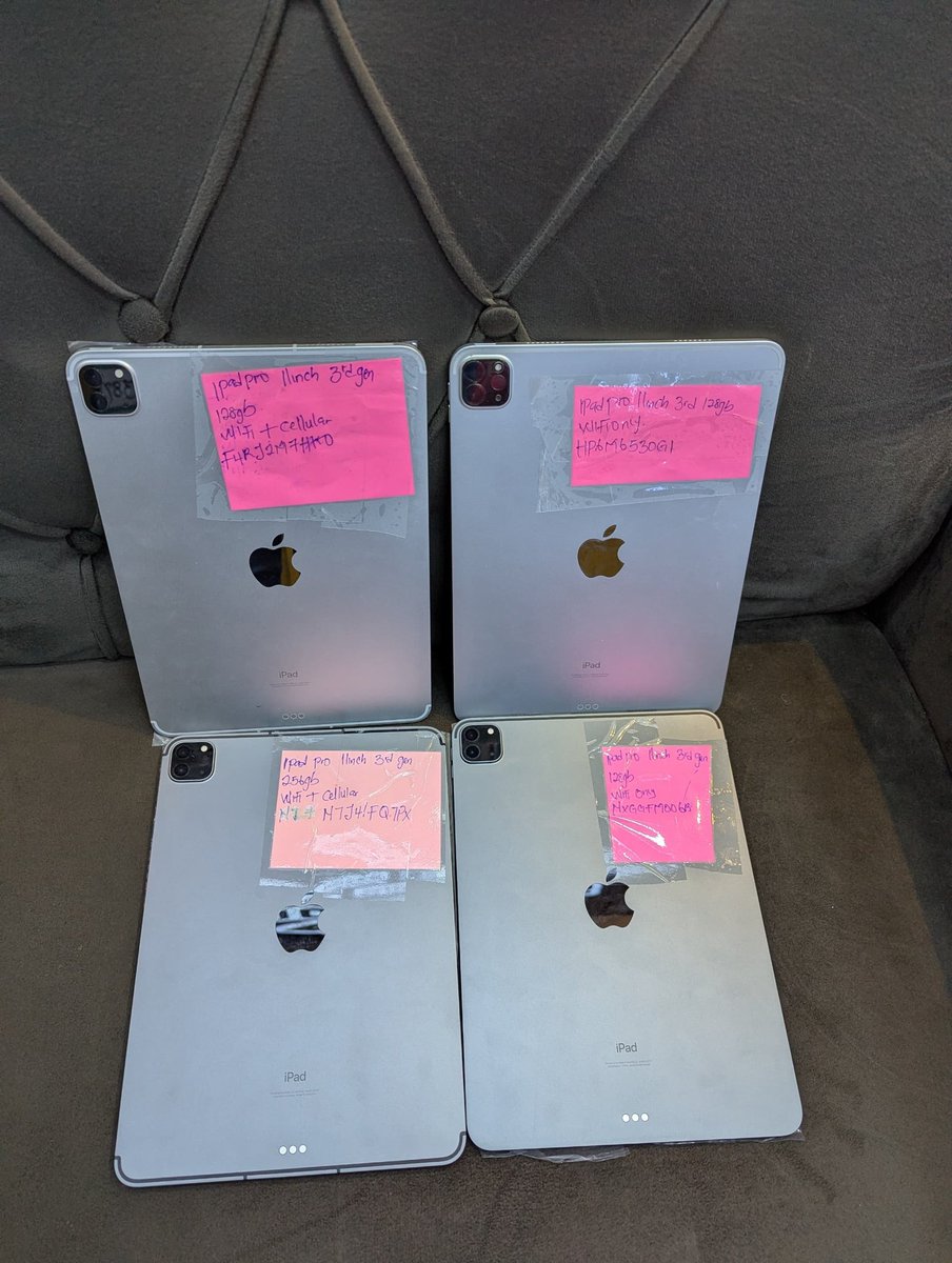 Ojooladapo10's tweet image. UK iPad Pro 2021 11&quot; 3rd Gen M1 256 WiFi+ LTE - ₦970k

UK iPad Pro 2021 11&quot; 3rd Gen M1 128 WiFi+ LTE - ₦920k

UK iPad Pro 2021 11&quot; 3rd Gen M1 128 WiFi - ₦870k