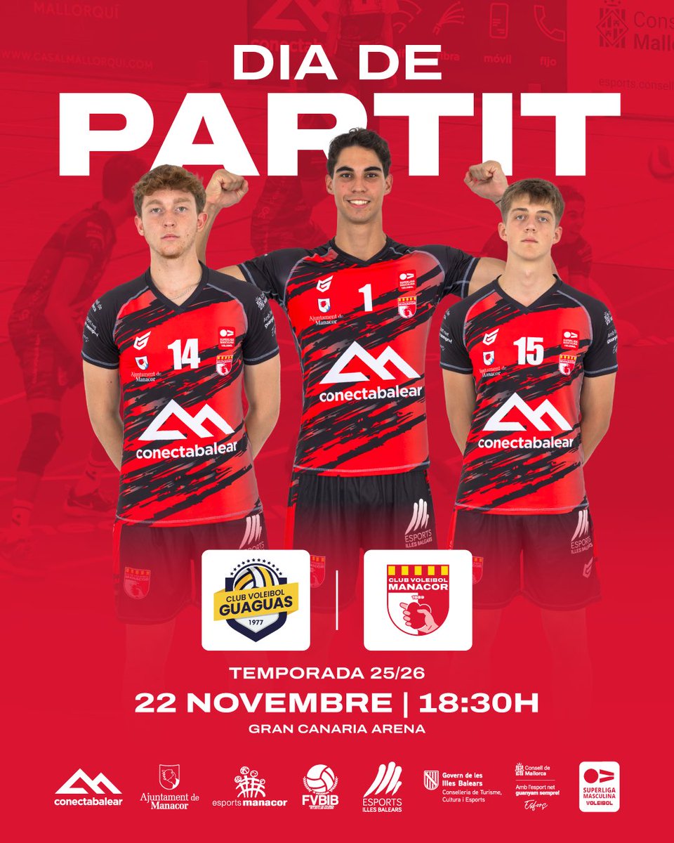 DISSABTE JUGAM! 🛫

📅 Dissabte 22/11
⏰ 18:30 h (hora insular)
🆚 <a href="/cvguaguas/">Club Voleibol Guaguas Las Palmas de Gran Canaria</a> 
📍 Gran Canaria Arena